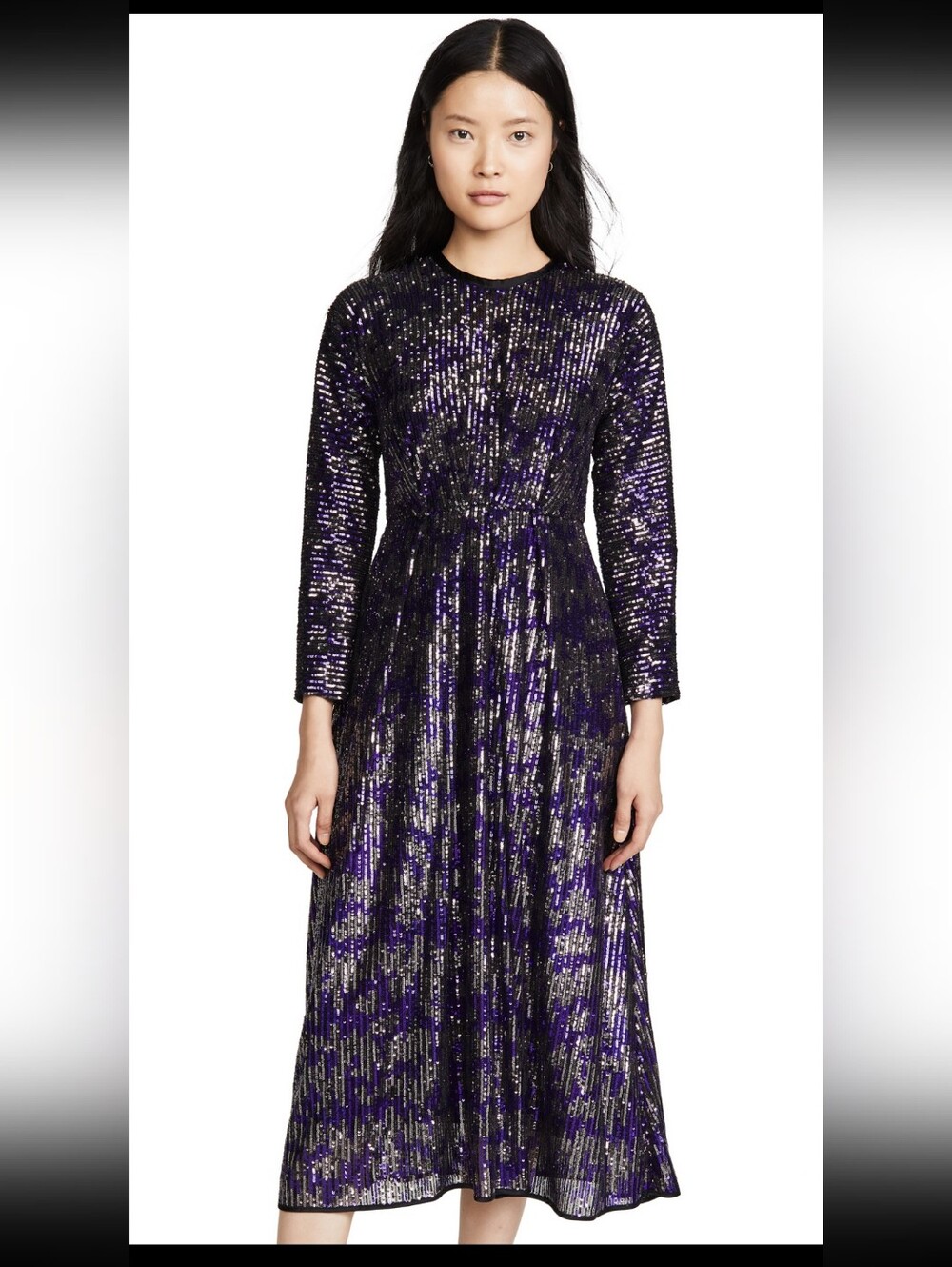 Rachel Comey Astrea Dress - Purple and Black Sequin Long-Sleeve Dress